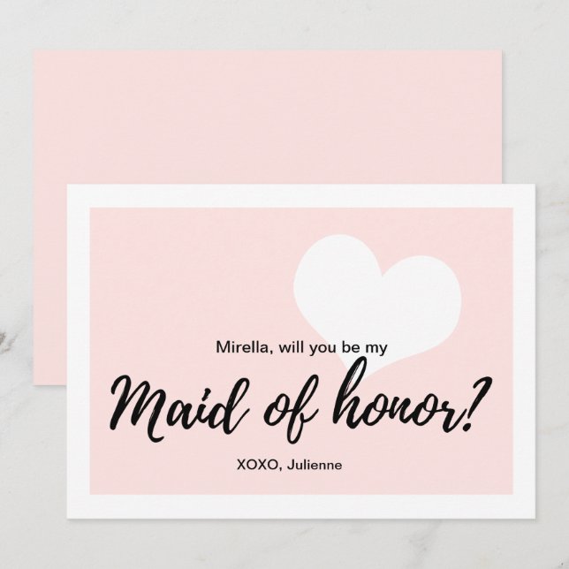 Invitation "Serez-vous ma femme d'honneur", style calligraphi (Devant / Derrière)