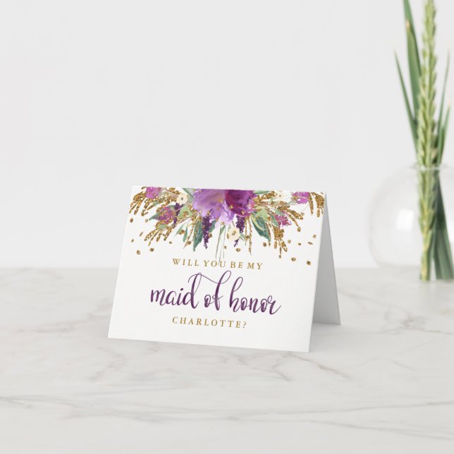 Invitation Serez-Vous Ma Fille D'Améthyste D'Honneur Qui Étin (Devant)