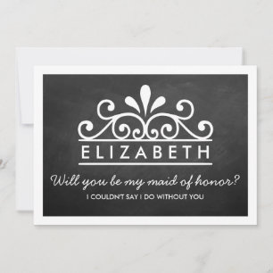 Invitation Serez-Vous Ma Fille D'Honneur ? Chalkboard Tiara