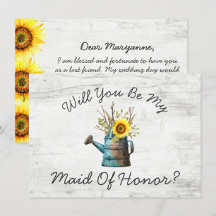 Invitation Serez-Vous Ma Fille D'Honneur Sunflower Rustic Woo