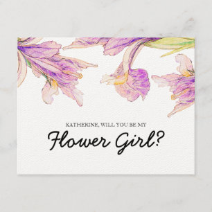 Invitation Serez-vous ma fille Fleur Purple Iris Floral
