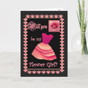 Invitation Serez-Vous Ma Fille Fleur ? Robe ROSE