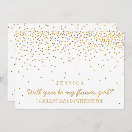 Invitation Serez-Vous Ma Fille Fleur Vintage Gold Confetti