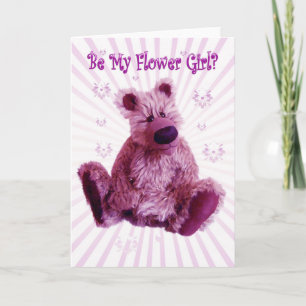 Invitation Serez-vous ma Flower Girl, mariage de l'ours en pe