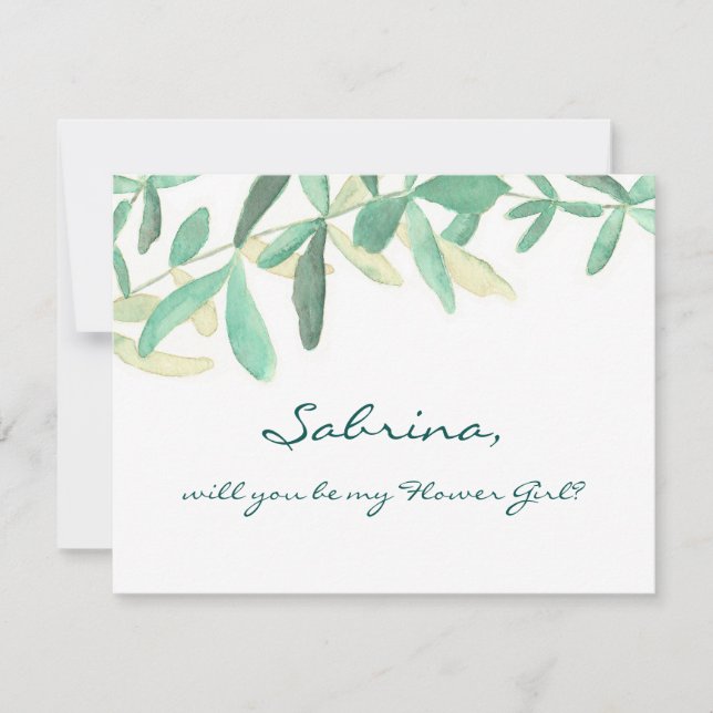 Invitation Serez-vous ma Flower Girl Moderne Botanique (Devant)