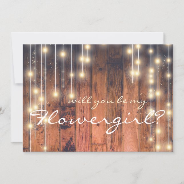Invitation Serez-vous ma Flower Girl Rustic Wood (Devant)