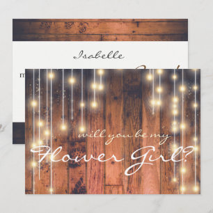 Invitation Serez-vous ma Flower Girl Rustic Wood