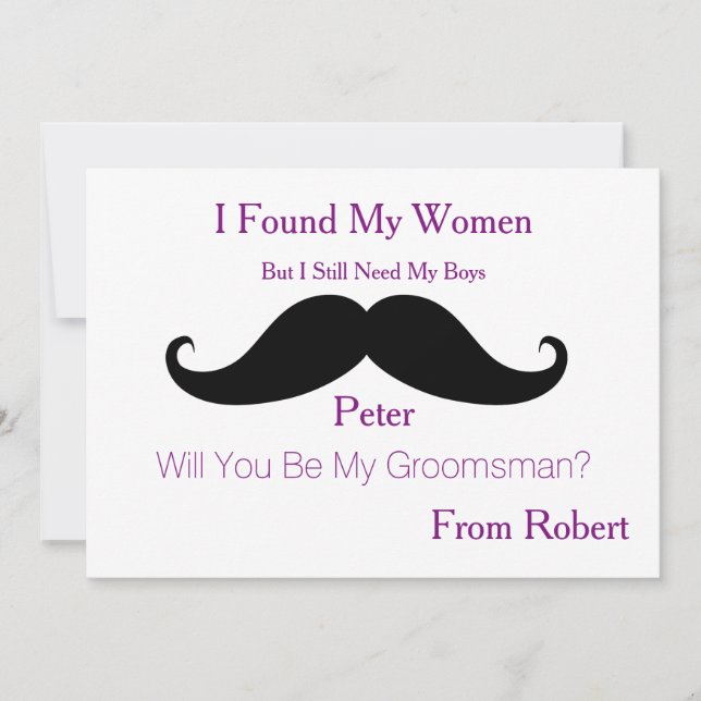 Invitation Serez-Vous Ma Moustache Noire Groomsman (Devant)