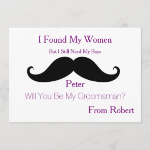 Invitation Serez-Vous Ma Moustache Noire Groomsman