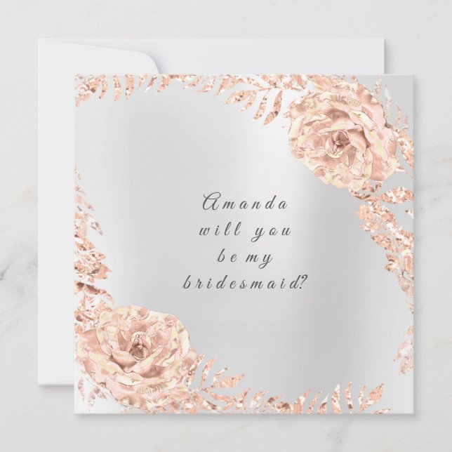 Invitation Serez-Vous Ma Rose D'Accueil Gold Wreath Grey (Devant)
