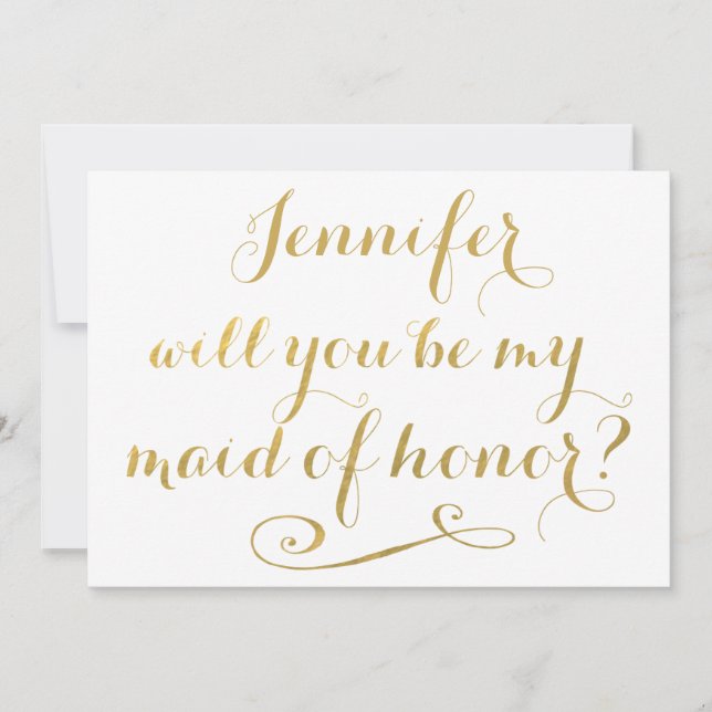 Invitation Serez-vous ma servante de la calligraphie or d'hon (Devant)