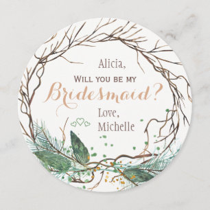 Invitation Serez-vous ma servante d'hiver branches modernes