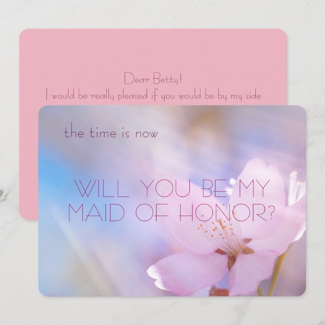 Invitation Serez-vous ma servante d'honneur de la fleur de ce (Devant / Derrière)