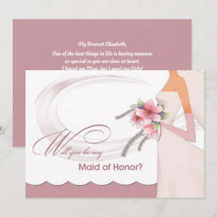 Invitation Serez-vous ma servante d'honneur ? Dusty Rose