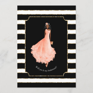 Invitation Serez-vous ma servante d'honneur Peach Dress Strip