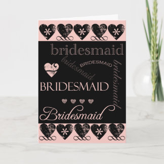 Invitation Serez-vous ma servante d'honneur rose et noir