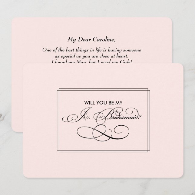 Invitation Serez-vous ma servante Jr Bridesmaid ? Élégant ros (Devant / Derrière)