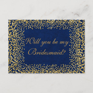 Invitation Serez-Vous Mon Confetti D'Or Bleu D'Épouse