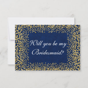 Invitation Serez-Vous Mon Confetti D'Or Bleu D'Épouse
