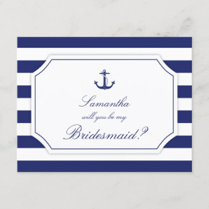 Invitation Serez-Vous Mon Épouse Ancre Nautique Bleu
