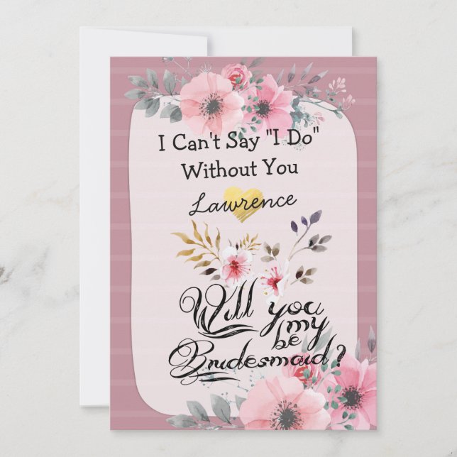 Invitation Serez-Vous Mon Épouse D'Aquarelle D'Épouse Script  (Devant)