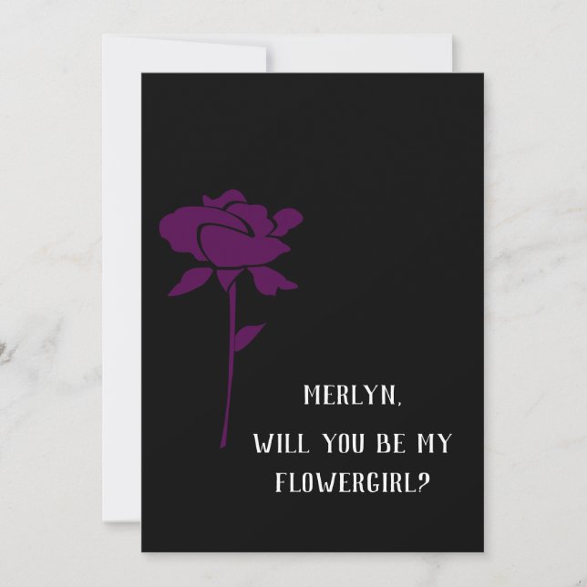 Invitation Serez-Vous Mon Flowgirl Purple Rose Mariage (Devant)