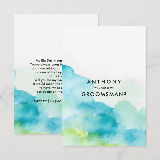 Invitation Serez-vous mon Groomsman ? Aquarelle moderne (Devant / Derrière)