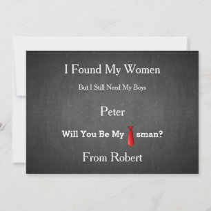 Invitation Serez-Vous Mon Groomsman Black Chalk Board Red Cra