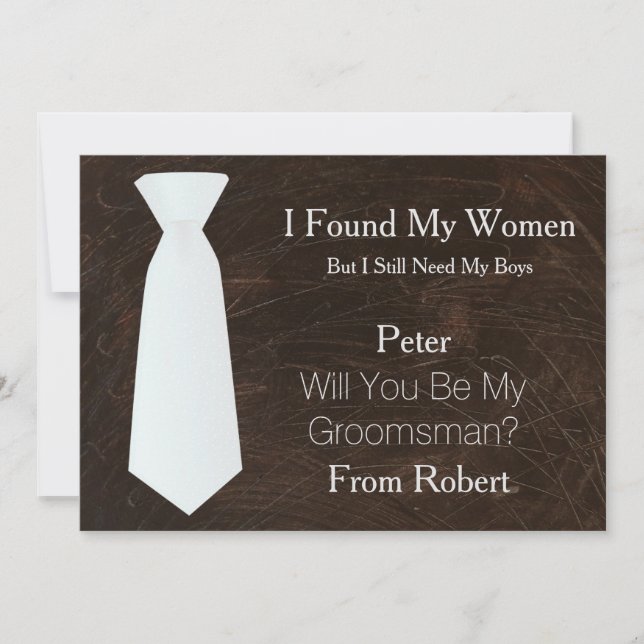 Invitation Serez-Vous Mon Groomsman blanc & noir Cravate Invi (Devant)