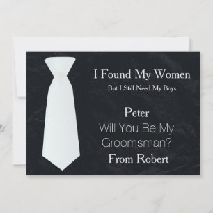 Invitation Serez-Vous Mon Groomsman Cravate blanche et noire