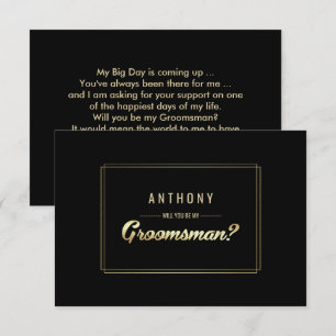 Invitation Serez-vous mon Groomsman ? Mariage d'or noir