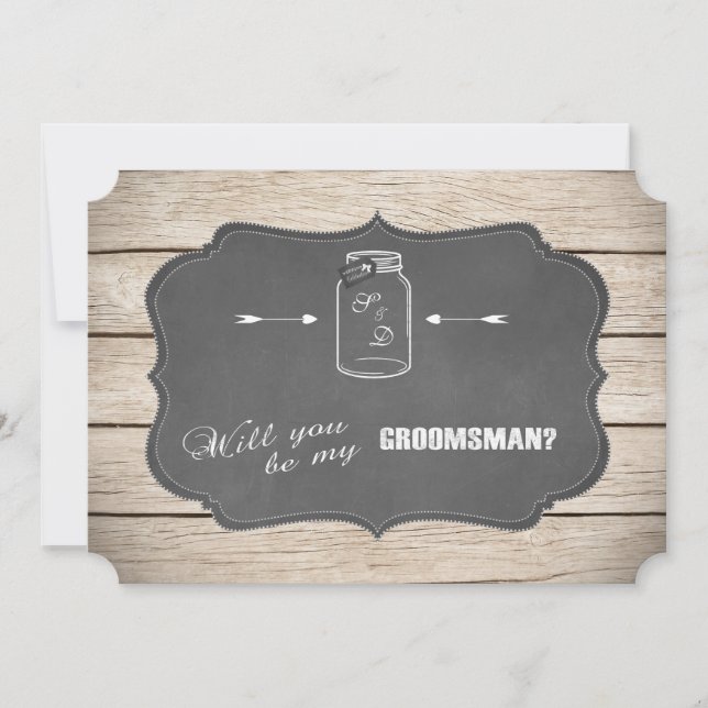 Invitation Serez-Vous Mon Groomsman ? Mason Jar Chalkboard (Devant)