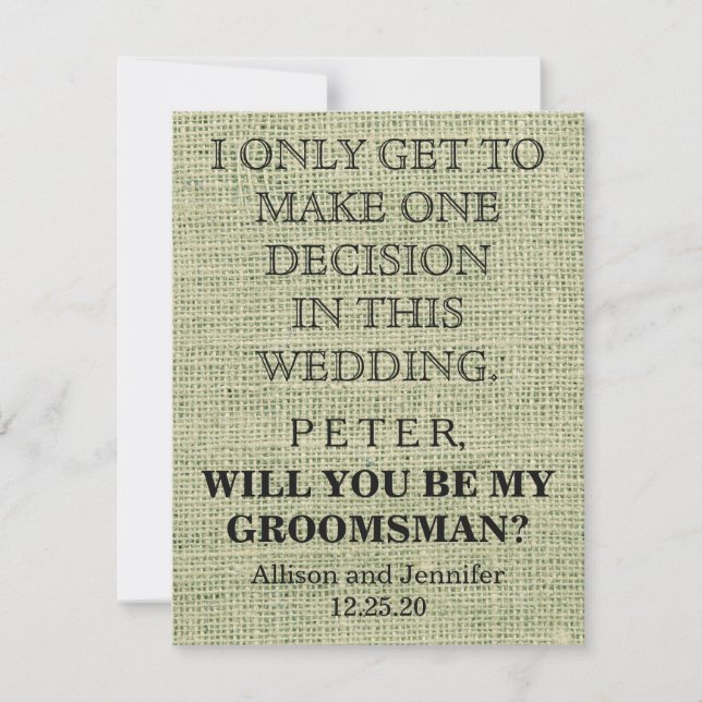 Invitation Serez-vous mon Groomsman ? Personnalisé (Devant)