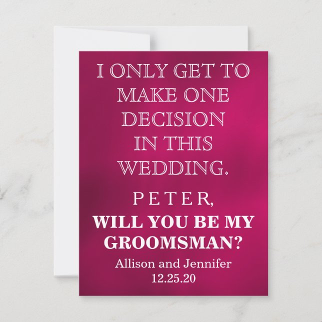 Invitation Serez-vous mon Groomsman ? Personnalisé (Devant)