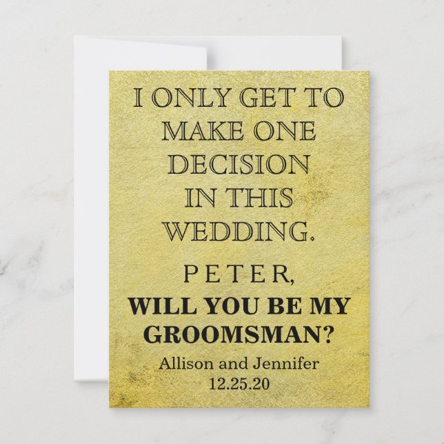 Invitation Serez-vous mon Groomsman ? Personnalisé (Devant)
