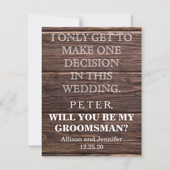 Invitation Serez-vous mon Groomsman ? Personnalisé (Devant)