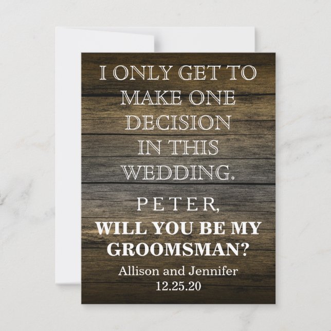 Invitation Serez-vous mon Groomsman ?Personnalisé (Devant)