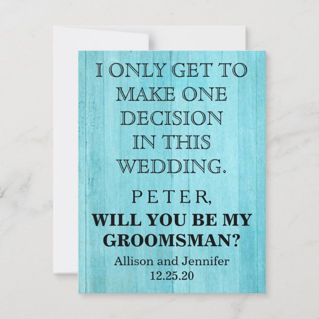 Invitation Serez-vous mon Groomsman ? Personnalisé (Devant)