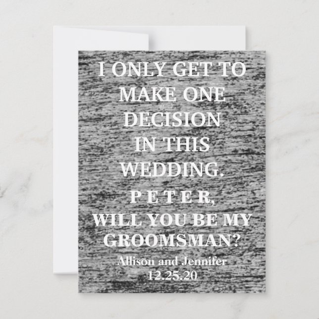 Invitation Serez-vous mon Groomsman ? Personnalisé (Devant)