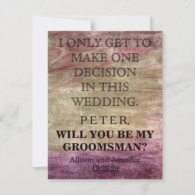 Invitation Serez-vous mon Groomsman ? Personnalisé (Devant)