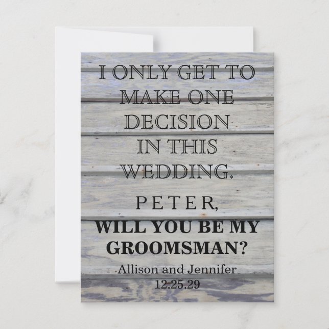 Invitation Serez-vous mon Groomsman ? Personnalisé (Devant)