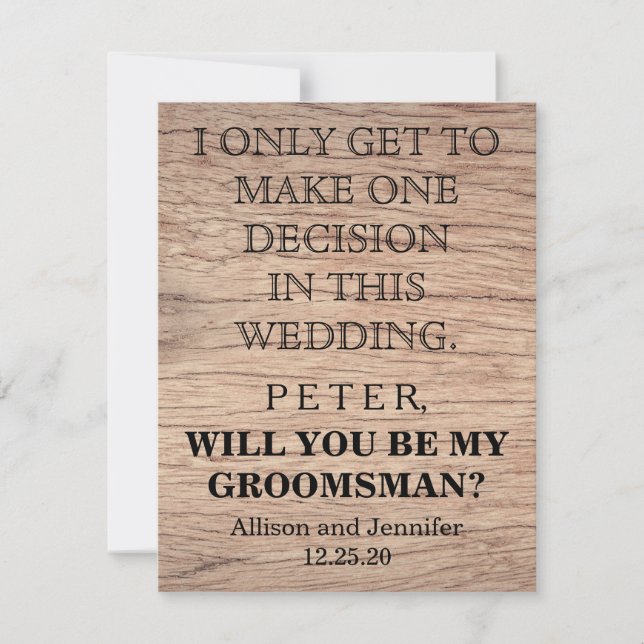 Invitation Serez-vous mon Groomsman ? Personnalisé (Devant)