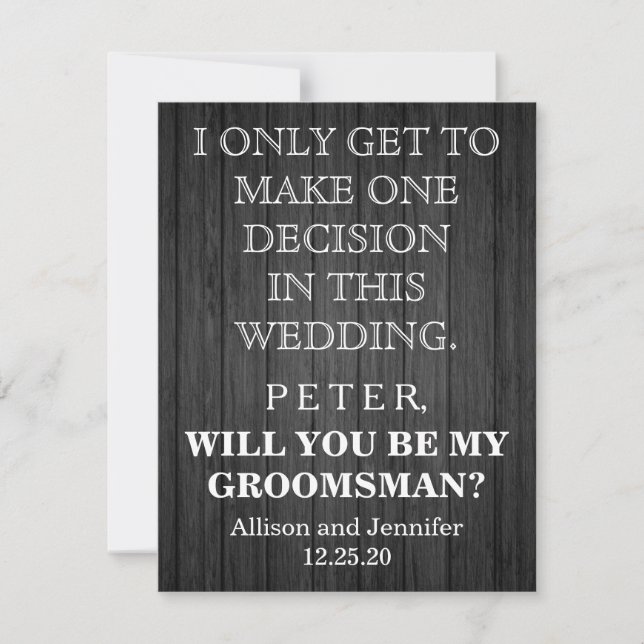 Invitation Serez-vous mon Groomsman ? Personnalisé (Devant)