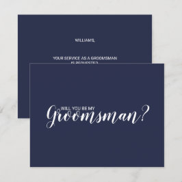 Invitation Serez-Vous Mon Groomsman ? Script moderne bleu mar