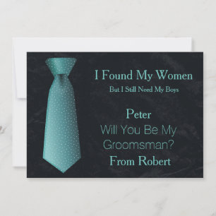 Invitation Serez-Vous Mon Groomsman Turquoise & White Cravate