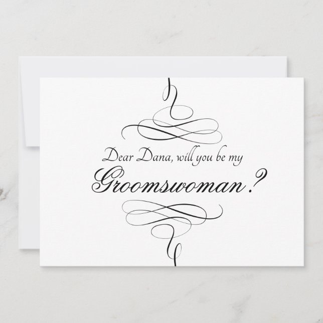 Invitation Serez-Vous Mon Groomswoman Noir Et Blanc (Devant)