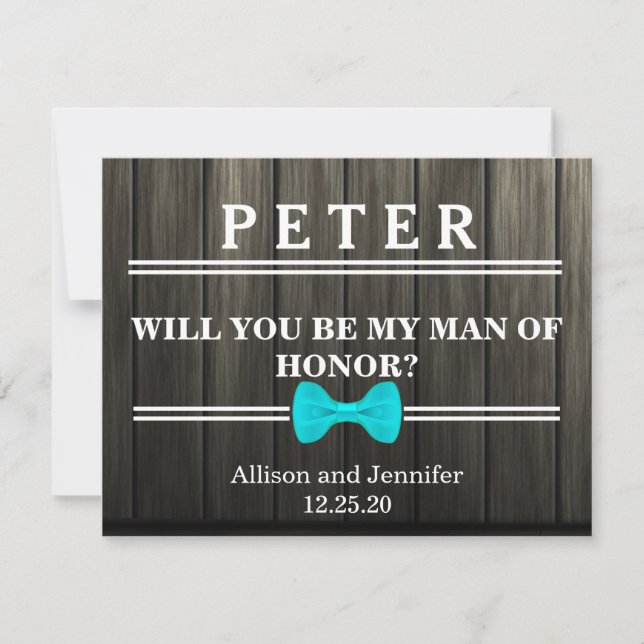 Invitation Serez-vous mon homme d'honneur ? Bois personnalisé (Devant)