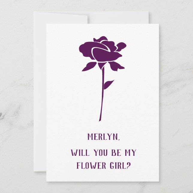 Invitation Serez-Vous Mon Mariage Rose Violet Flower Girl (Devant)