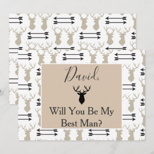 Invitation Serez-vous mon meilleur homme Deer Antlers Arrow