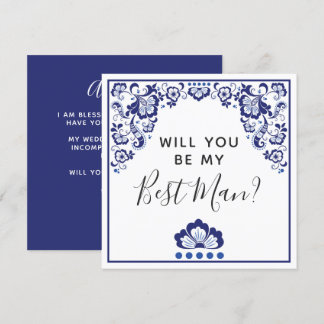 Invitation Serez-Vous Mon Meilleur Homme ? Delft Blauw Delft